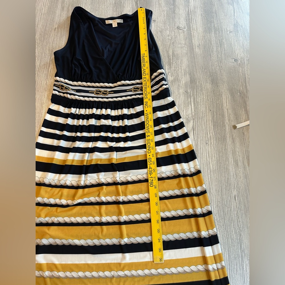 Boston Proper Nautical Rope Stripe Maxi Dress Navy Yellow White Sleeveless Sz 16 - Picture 9 of 14